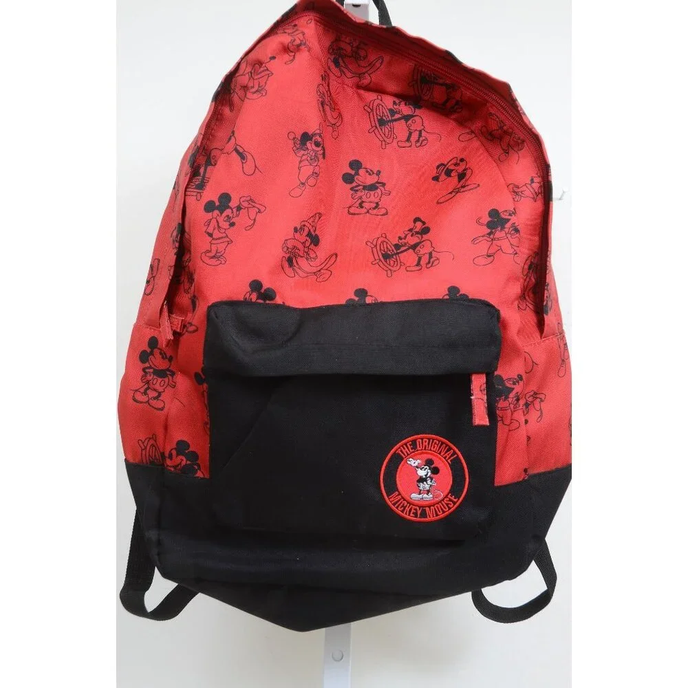 Disney Mickey Mouse Memories Backpack Steamboat Willie Red & Black School Bag